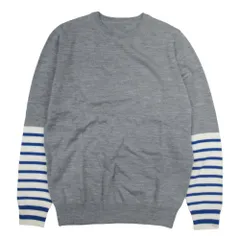 良品 14aw uniform experiment ユニフォームエクスペリメント ボーダー 切替 ニット クルーネック 長袖 セーター 2 グレー メンズ 古着 中古 USEDのサムネイル