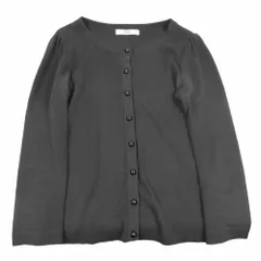 14SS Rene ルネ コットンニット カーディガン 長袖 ラウンドネック ハイゲージ カットソー 34 ブラック レディース 古着 中古 USED