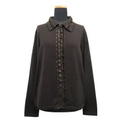 美品 HERNO ヘルノ ウール ニット ポロシャツ カットソー 長袖 大きいサイズ 46 XL 茶 ブラウン レディース 古着 中古 USEDのサムネイル