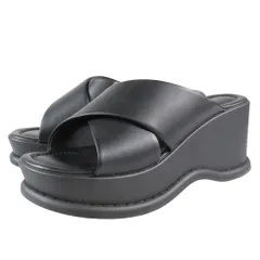 良品 UNIQULO：C ユニクロ：シー プラットフォーム クロスストラップ サンダル 厚底 靴 シューズ クレア・ワイト・ケラー M 黒 レディース 古着 中古 USED