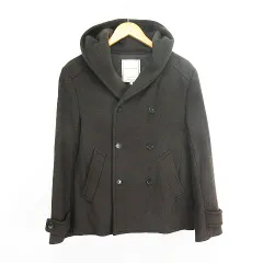 ナノユニバース nano universe コート アウター 長袖 フード ショート丈 ダブル ウール混 S ダークブラウン ※EKM