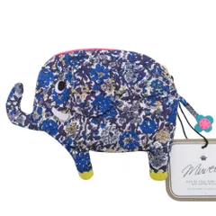 未使用 MUVEIL ミュベール リバティ 花柄 ゾウ ポーチ マルチパース 小物入れ 象 フラワープリント 青 ブルー レディース 古着 中古 USEDのサムネイル