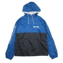 美品 90s 00s スペードタグ vintage THRASHER MAGAZINE スラッシャー アノラックパーカー ナイロン ジャケット ロゴ L ネイビー×黒 メンズ 古着 中古 USEDのサムネイル