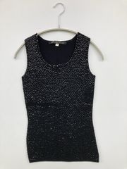 MICHEL 　ミッシェルクラン　タンク　トップ　ブラック　T ミッシェルクラン タンクトップ 38／M 黒 インナー ビジュー