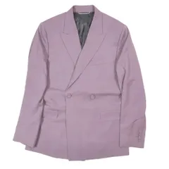 未使用 22aw DIOR ディオール テーラード ジャケット ダブルブレスト ピークドラペル 総裏 CDロゴ裏地 センターベント 46 パープル メンズ 古着 中古 USED