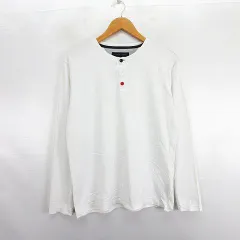 トミーヒルフィガー TOMMY HILFIGER Tシャツ カットソー 長袖 ヘンリーネック ロゴ コットン L ホワイト ※EKM
