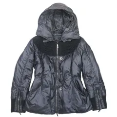 美品 ERMANNO SCERVINO エルマノシェルビーノ ニット切替 ダウンジャケット ブルゾン フーデッド アウター 40 黒 ブラック レディース 古着 中古 USEDのサムネイル
