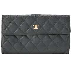 CHANEL シャネル マトラッセ 2つ折り長財布 キャビアスキン 黒（ゴールド金具）レディースウォレット 財布   【中古】【送料無料】のサムネイル