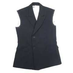未使用 20ss RAF SIMONS ラフシモンズ スリーブレス ダブルブレスト ブレザー ジャケット ジレ ベスト 44 黒 ブラック メンズ 古着 中古 USEDのサムネイル