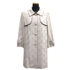pierre cardin ピエール カルダン パイピング ステンカラー コート ジャケット ロング 総柄 Aライン サイズ9 ベージュ レディース 古着 中古 USEDのサムネイル