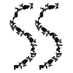 黒ローズ 人工バラのつる 枯れない花 ハロウィン飾り 手作り花輪 2本セット 花園装飾 ガーランド フラワーガーランド 造花 壁掛け造花 黒 パーティー バラ 写真背景 siawadeky ホームデコレーション