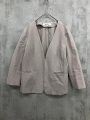 NATURAL BEAUTY BASIC ナチュラルビューティーベーシック リネンライク ノーカラー Vネック オフィス フォーマル ジャケット sizeS/ベージュ ■■ レディース