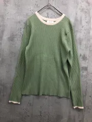 美品 GLOBAL WORK グローバルワーク リブニット 配色パイピング プルオーバー sizeL/ミント ◆■ レディース