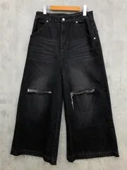 welise ウェライズ ユニセックス ハンドダメージ＆ヴィンテージ加工 エレファントワイド ハイグレード デニムパンツ sizeS/黒 ■■ メンズ