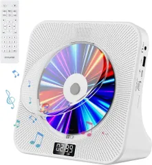 Fohil CDプレーヤー デスク Bluetooth受信/送信 HiFiスピーカー内蔵 cdプレイヤー 多機能 FM/LINE/USB再生対応 A-Bリピート再生 CDラジカセ 定時OFF機能 睡眠モード 音楽鑑賞/語学学習/胎児教育 PSE認証済み