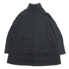 良品 HIROKO BIS ヒロコビス ウール ニット セーター カットソー タートルネック ポケット 長袖 大きいサイズ 13号 黒 ブラック レディース 古着 中古 USED