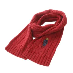 ポロ ラルフローレン POLO RALPH LAUREN ケーブルニット ウールブレンド マフラー ポロベア レッド 赤 /YO34 ■GY35
