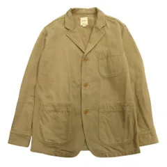 良品 sanca サンカ ワーク テーラード ジャケット ブルゾン ブレザー コットン BOYサイズ ベージュ レディース 古着 中古 USED