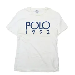 美品 POLO RALPH LAUREN ポロラルフローレン コットン 半袖 Tシャツ ロゴ プリント トップス カットソー クルーネック M 白 ホワイト メンズ 古着 中古 USED