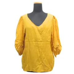 良品 La Totalite ラ トータリテ Vネック プルオーバー ブラウス シャツ カットソー 七分丈 黄 イエロー レディース 古着 中古 USED
