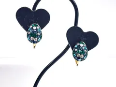 スワロフスキー　SWAROVSKI　クリスタル　パヴェ　イヤリング　グリーン/ブルー系マルチカラー×ゴールドカラー　送料無料