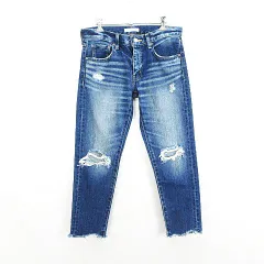 マウジー MOUSSY デニム ジーンズ ボトムス テーパード クラッシュ ダメージ加工 26 インディゴ ※EKM