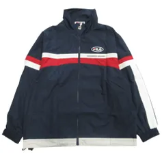 FILA フィラ 90's トラック ジャケット ブルゾン スポーツ 旧タグ オールド ビンテージ ヴィンテージ 日本製 S ネイビー メンズ 古着 中古 USED