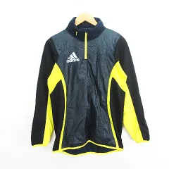アディダス adidas シャツ 長袖 ハイネック ハーフジップ 切替 ハイブリッド M ブラック×イエロー サッカーウェア ※EKM