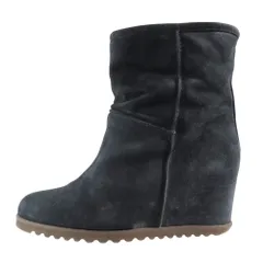 良品 FABIO RUSCONI ファビオ・ルスコーニ スウェード インヒール ショートブーツ レザーシューズ 革靴 371/2 紺 ネイビー レディース 古着 中古 USED