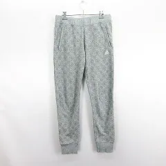 アディダス adidas パンツ ボトムス スウェット ロング丈 ジョガー 総柄 ロゴ L グレー スポーツウェア ※EKM