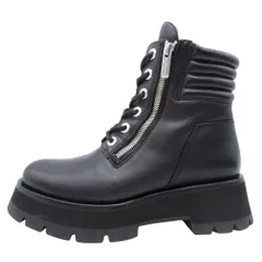 美品 3.1 Phillip Lim スリーワンフィリップリム KATE ラグソール ダブルジップ ブーツ 厚底 シューズ 靴 37/24.0cm 黒 ブラック レディース 古着 中古 USEDのサムネイル
