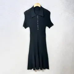 B4-1/ブラック ニットONE PIECE レディース