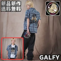 ☆【GALFY／ガルフィー 爆アゲ↑↑チェックシャツ 綿ブロード 半袖シャツ】シャツ ストリート Y2K 平成 ファッション レトロ ギャル ギャル男 エモい HIPHOP ラッパー ユニセックス 新品未使用 正規品 送料無料 少量入荷 162020 ブルーのサムネイル