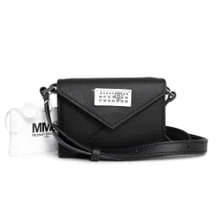 メゾン マルジェラ SB6ZI0006 MM6 エムエムシックス カーフスキン レザー ブラック ミニ ポシェット ショルダーバッグ 斜め掛け シルバー金具 Maison Margiela（未使用　展示品）