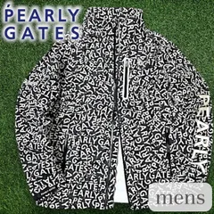 PEARLY GATES パーリーゲイツ ゴルフ 撥水×防風 Nyドビー ロゴ総柄 2WAYスリーブ ダブルジップ フーディジャケット ブルゾン レインウェア ゴルフウェア 053-4988403 定価4.2万 ネイビーブラック▲028▼60331w01