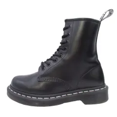 良品 DR. MARTENS ドクターマーチン 1460 ホワイトステッチ 8 ホールブーツ シューズ 靴 スムースレザー UK3/22.0 黒 ブラック レディース 古着 中古 USED