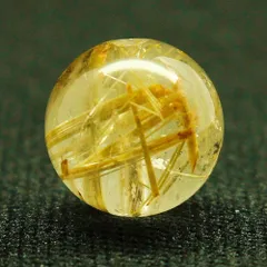 華やかな個性派 虹入り ゴールドルチルクォーツ 約11.1ミリ【GHTU52 2g】ハンドメイド 交換用ゴム付＆巾着1枚 【金運ビジネス運】 京海堂　天然石の卸　京の蔵