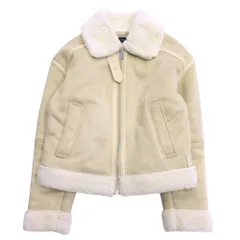 美品 ZARA ザラ ムートン調 フェイクレザー フライト ジャケット ブルゾン アウター 内ボア S ベージュ系 レディース 古着 中古 USED