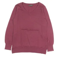 美品 23区 オンワード樫山 Vネック カシミヤ シルク ニット セーター トップス プルオーバー 長袖 無地 44 大きいサイズ 赤 レッド レディース 古着 中古 USED