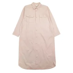 美品 URBAN RESEARCH DOORS アーバンリサーチドアーズ ワークシャツ ワンピース コットンツイル ロング 長袖 ONE ピンクベージュ レディース 古着 中古 USED