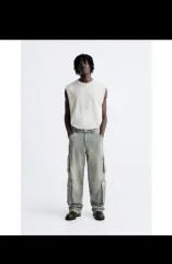 ZARA ザラ マルチ ポケット カーゴ デニム ズボン