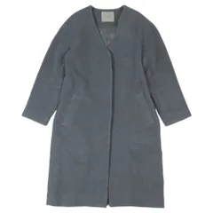 美品 URBAN RESEARCH アーバンリサーチ ノーカラー ロング コート フェルトウール ジャケット ブルゾン アウター 36 グレー レディース 古着 中古 USED
