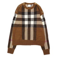 BURBERRY バーバリー チェック柄 ニット 肩ボタン ブラウン サイズS 