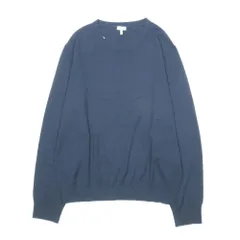 未使用 LOEWE ロエベ 無地 薄手 ウール ニット セーター クルーネック プルオーバー ストレッチ 長袖 ネイビー XXL レディース 古着 中古 USEDのサムネイル