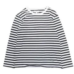 美品 agnes b. アニエスベー ボーダー Tシャツ カットソー トップス 長袖 クルーネック コットン T3 ホワイト ブラック レディース 古着 中古 USED
