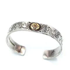 FIRST ARROW's ファーストアローズ バングル K18付 平打12mm カラ草彫り BR-026 アラベスク 唐草 SV950 ブレスレット  28012208