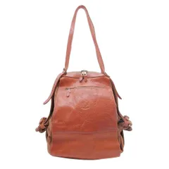 美品 IL BISONTE イルビゾンテ キャンディバッグ ショルダーバッグ レザー×キャンバス 2WAY 肩掛け キャメル ブラウン メンズ レディース 古着 中古 USED
