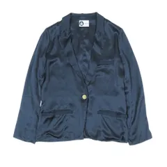 美品 LANVIN ランバン シルク テーラード ジャケット ブレザー 1B ライトジャケット ピークドラペル アウター T36 紺 ネイビー レディース 古着 中古 USEDのサムネイル