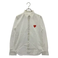 PLAY COMME des GARCONS / プレイコムデギャルソン | コットン ハートワッペン レギュラーカラー シャツ | M | ホワイト | レディース PLAY COMME des GARCONS / プレイコムデギャルソン | コットン ハート