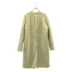 【美品】  UNITED ARROWS / ユナイテッドアローズ | リアルムートンレザー ボア ノーカラー コート | 38 | グレージュ系 | レディース